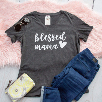 Blessed Mama Relaxed Ladies Vneck