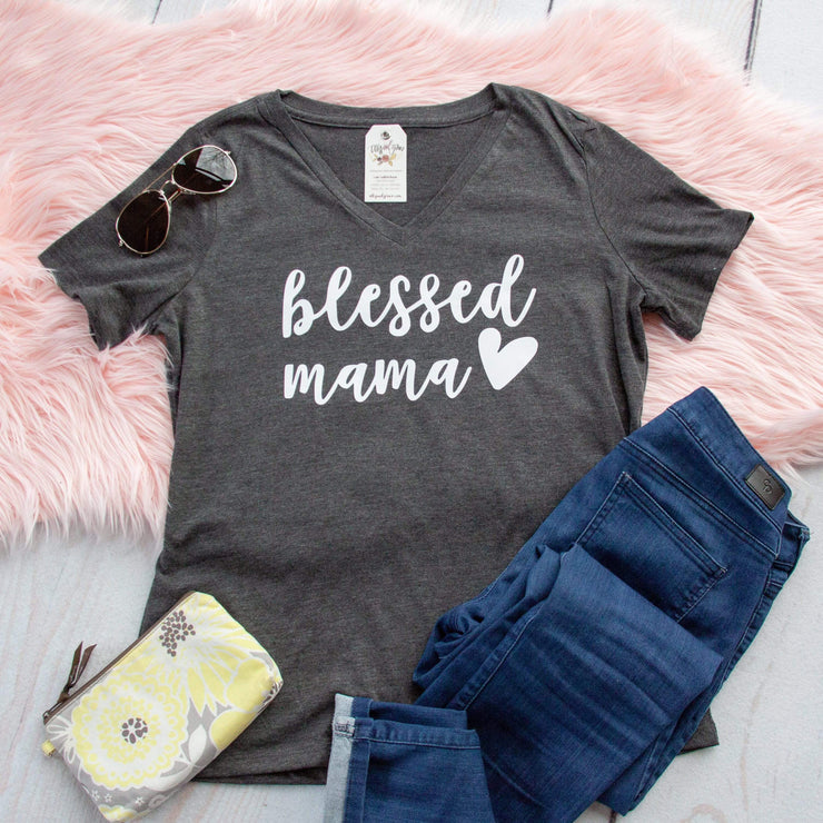 Blessed Mama Relaxed Ladies Vneck