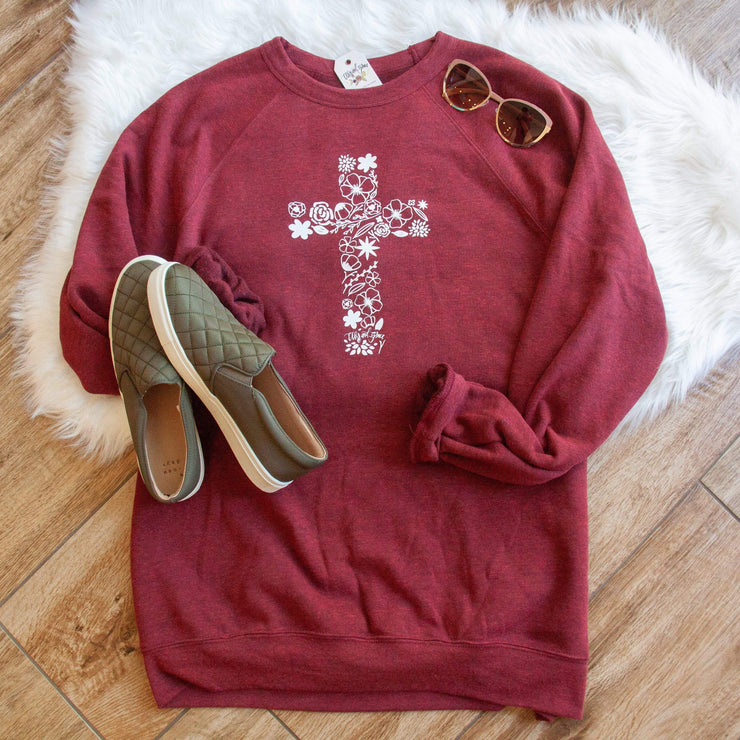 Blooming Cross Premium Fleece Pullover