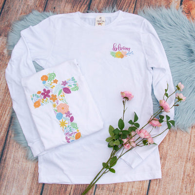 Floral Cross Crew Longsleeve Shirt