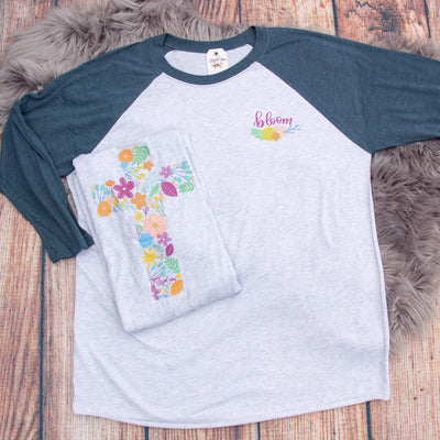 Floral Cross Baseball Shirt