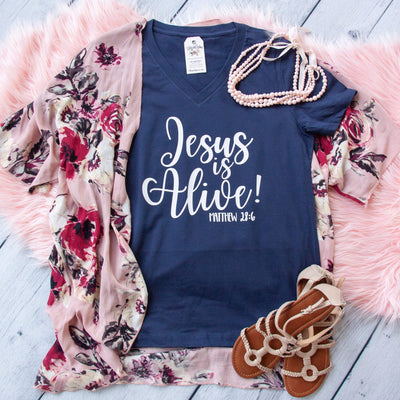 Jesus is Alive Relaxed Ladies Vneck