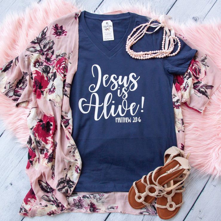 Jesus is Alive Relaxed Ladies Vneck