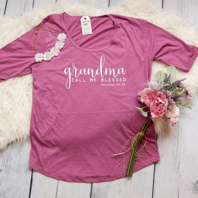 Grandma Call Me Blessed Ladies Half Sleeve Scoop Neck