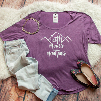 Faith Moves Mountains Ladies Half Sleeve Scoop Neck