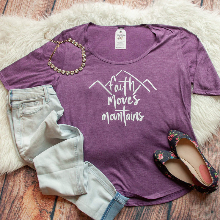 Faith Moves Mountains Ladies Half Sleeve Scoop Neck