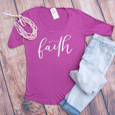 Faith Ladies Half Sleeve Scoop Neck