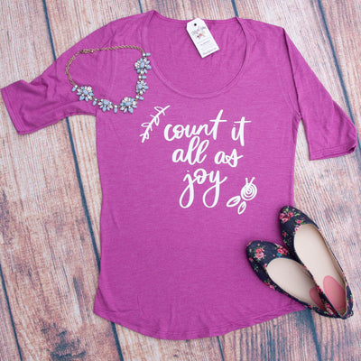 Count it All as Joy Ladies Half Sleeve Scoop Neck