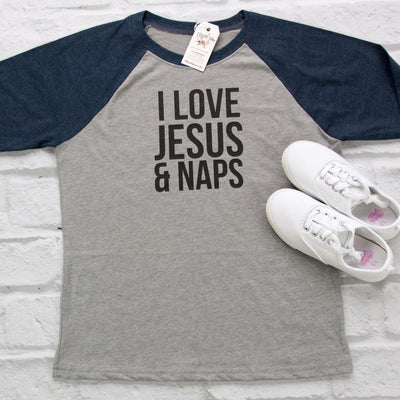 I Love Jesus and Naps Youth Raglan