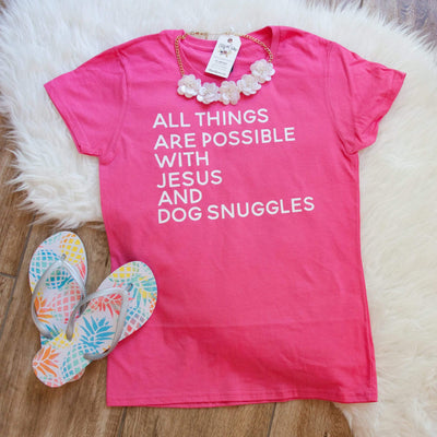 All Things are Possible with Jesus and Dog Snuggles Classic Short Sleeve Shirt