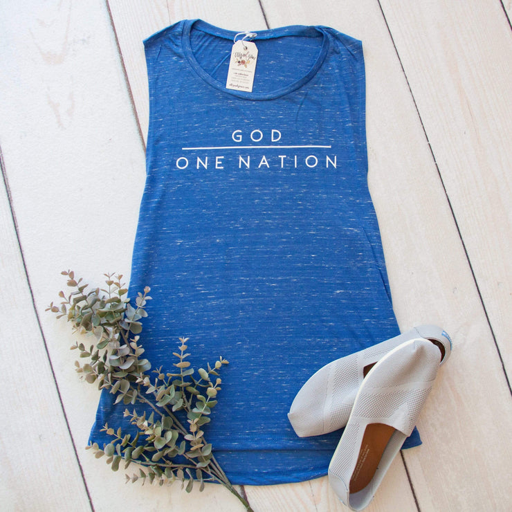One Nation Under God Ladies Muscle Tank