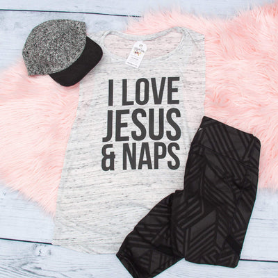 I Love Jesus and Naps Ladies Muscle Tank