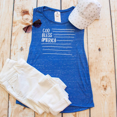 God Bless America Ladies Muscle Tank