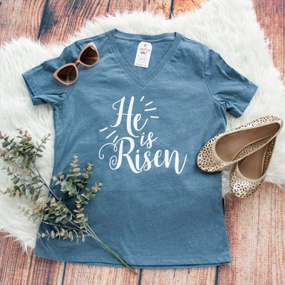 He is Risen Relaxed Ladies Vneck