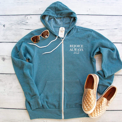 Rejoice Always Premium Fleece Zip Up Hoodie