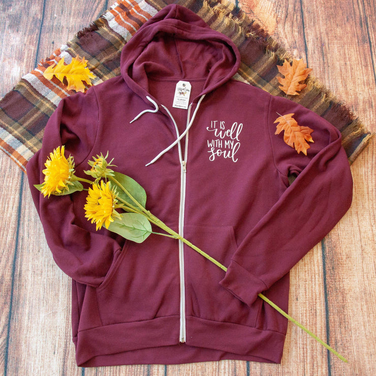 It Is Well with My Soul Premium Fleece Zip Up Hoodie
