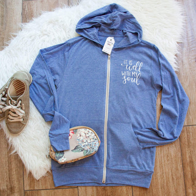 It Is Well With My Soul Lightweight Zip up Hoodie