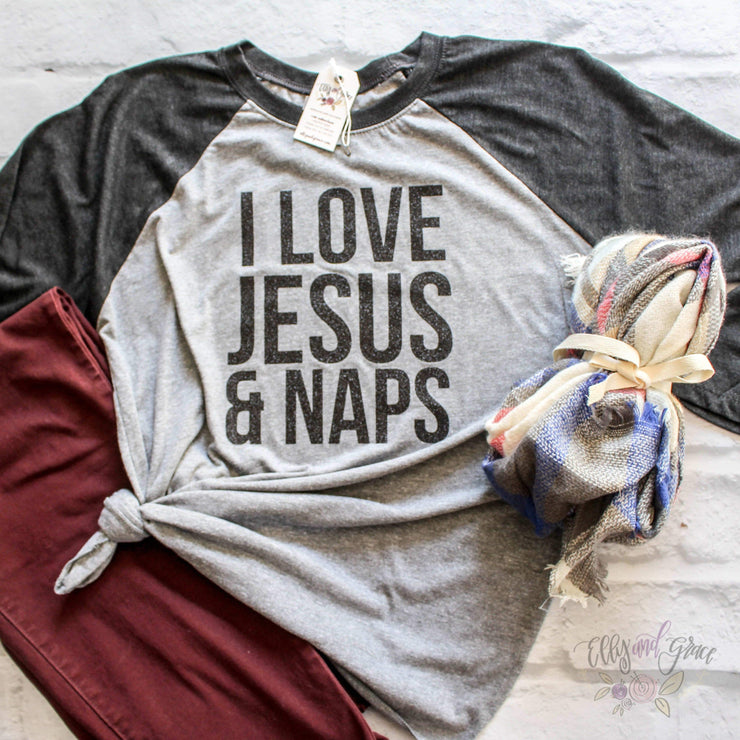 I Love Jesus and Naps Baseball Shirt